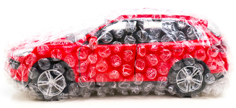 Car in bubblewrap